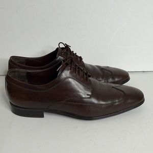 Salvatore Ferragamo Shoes Mens 7.5 US 8.5 Dark Brown Leather Wingtip Derby Dress